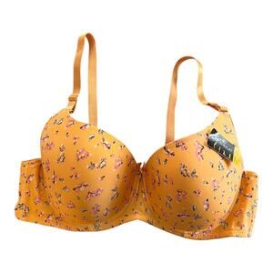 Lukasi Bra 42DD Underwire Padded Adjustable Straps Smoothing Yellow Flowers NWT